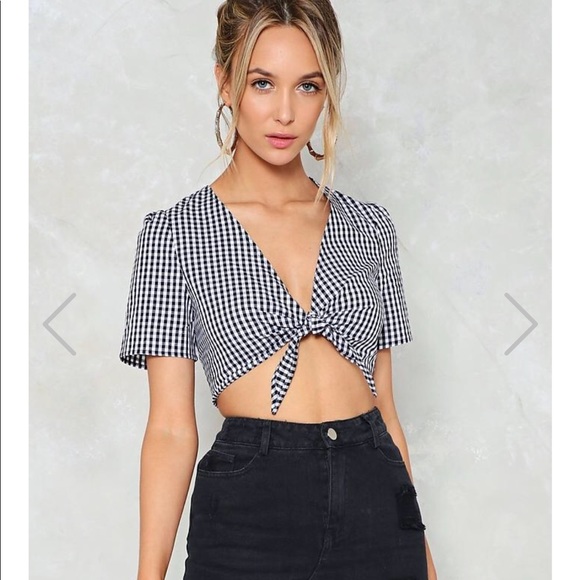 Nasty Gal Tops - Gingham crop top